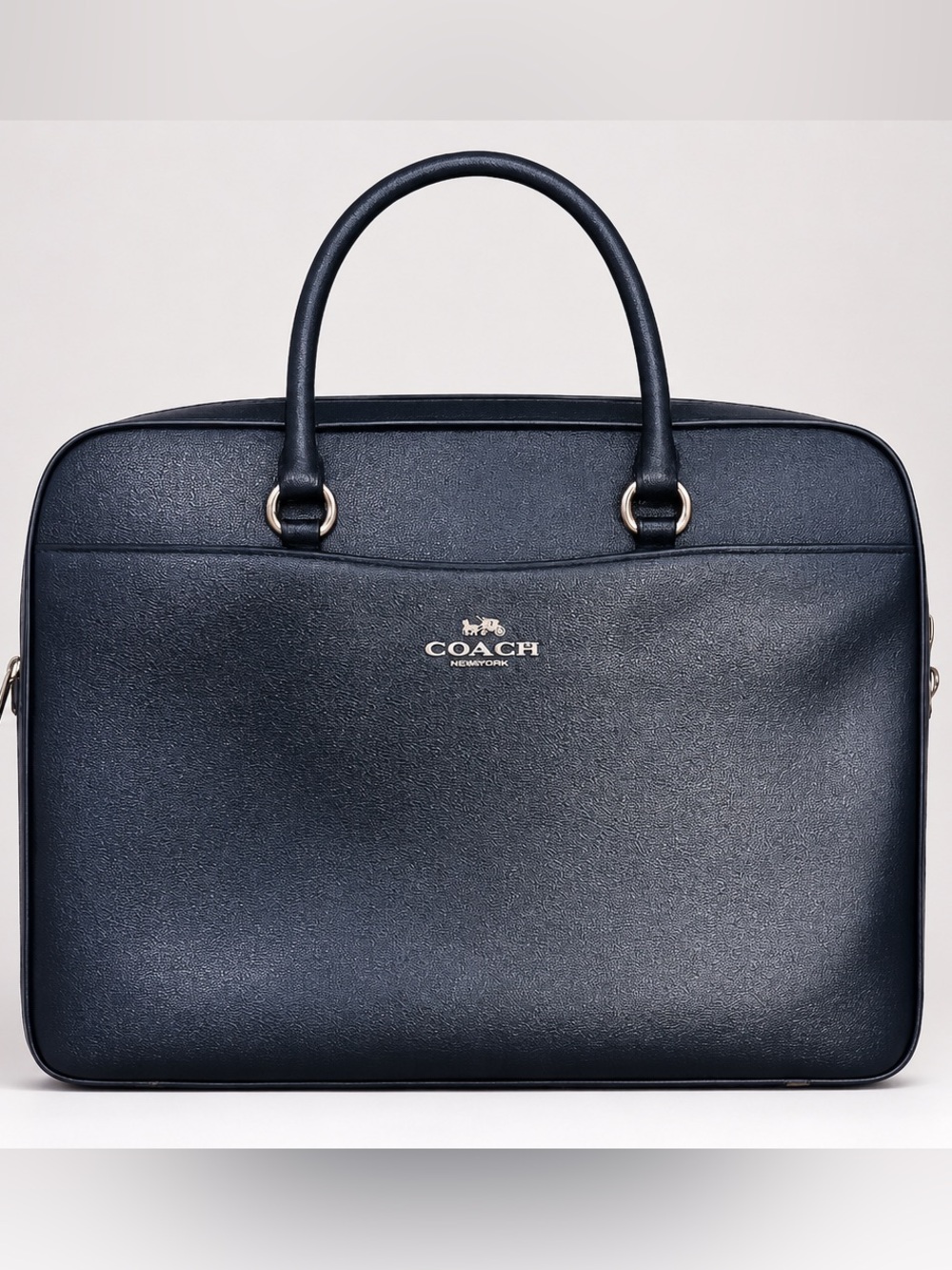 Coach F39022 Black Crossgrain Leather Slim Laptop Bag Briefcase